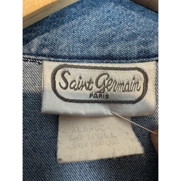 Vtg St. Germain Paris Denim Jean Jacket Women's XL Long Sleeve Shirt Button Up - Picture 3 of 5